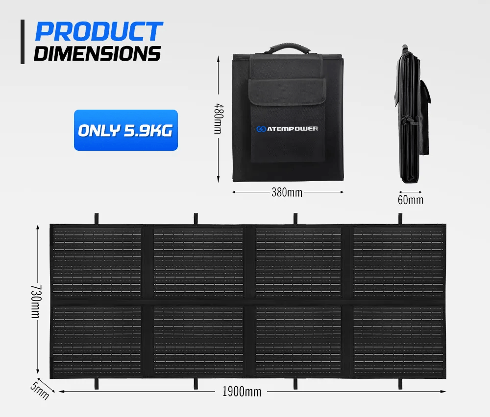 Atem power 200W solar blanket dimensions
